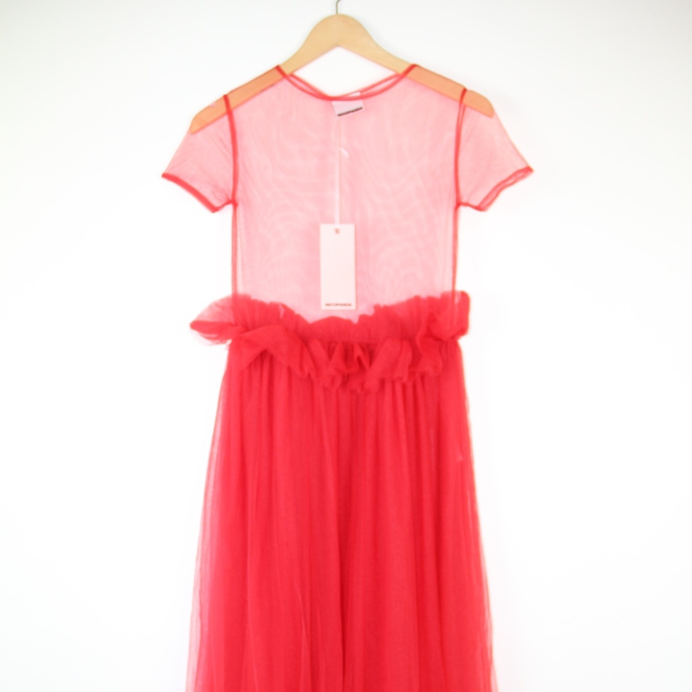 NICO PANDA SHEER TULLE MIDI DRESS SIZE S/XS
